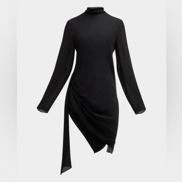 BRANDON MAXWELL $1395 Raina Mini Scarf Neck Draped 100% Silk LBD Dress NWT - Picture 5 of 16